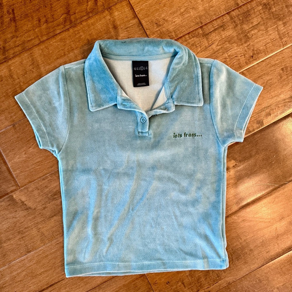 iets Frans Velour Cropped Polo Top